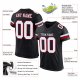 Men's Custom Black White-Red Mesh Authentic Football Jersey