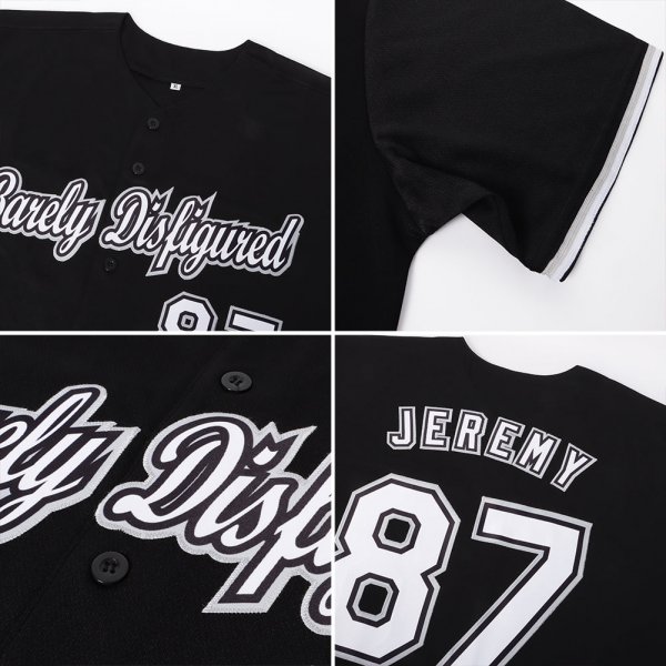 Men's Custom Black White-Gray Authentic Baseball Jersey