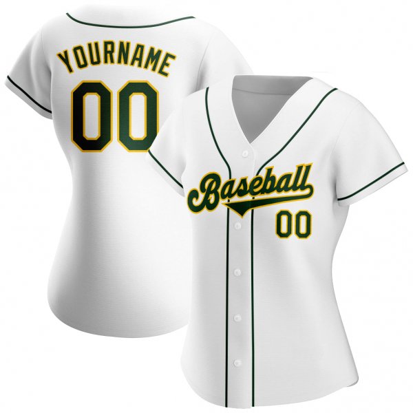 Preschool Custom White Green-Gold Authentic Baseball Jersey