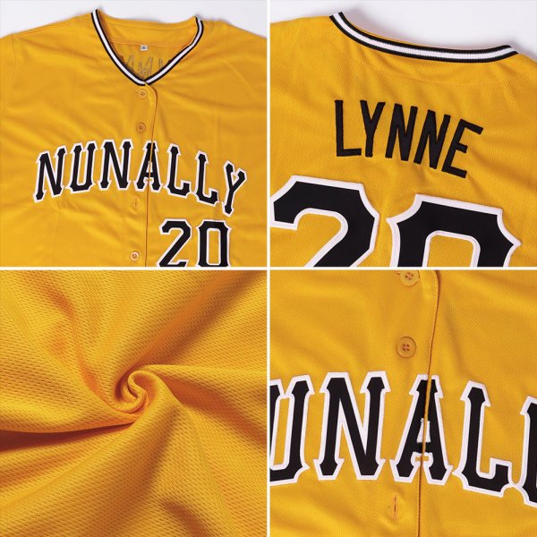 Women's Custom Gold Black-White Baseball Jersey