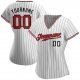 Men's Custom White Black Pinstripe Red-Black Authentic Baseball Jersey