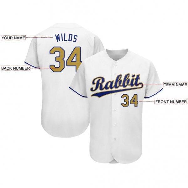 Men's Custom White Old Gold-Royal Baseball Jersey