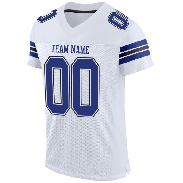 Kid's Custom White Royal-Black Mesh Authentic Football Jersey