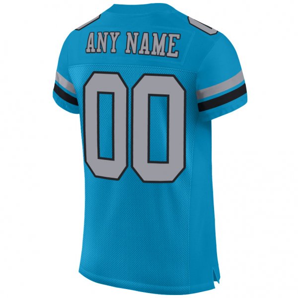 Preschool Custom Panther Blue Light Gray-Black Mesh Authentic Football Jersey