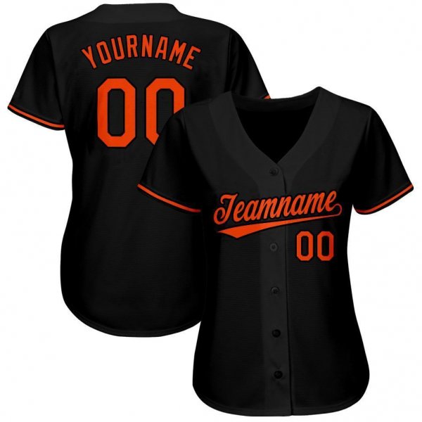 Men's Custom Black Orange Baseball Jersey