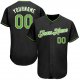 Men's Custom Black Neon Green-White Authentic Baseball Jersey