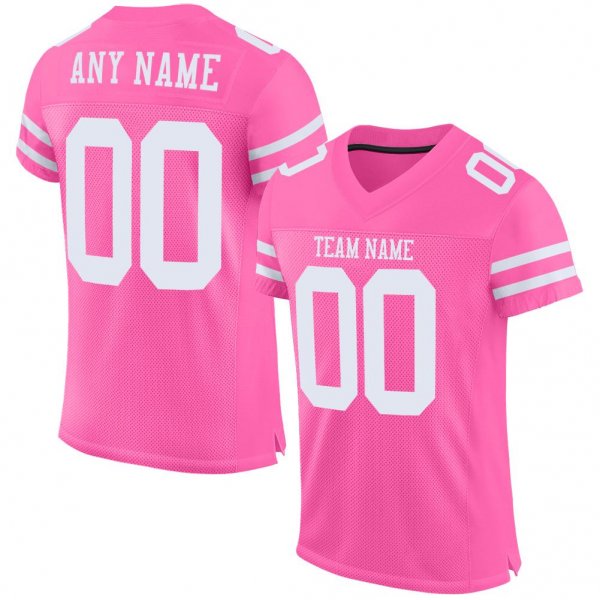 Kid's Custom Pink White Mesh Authentic Football Jersey