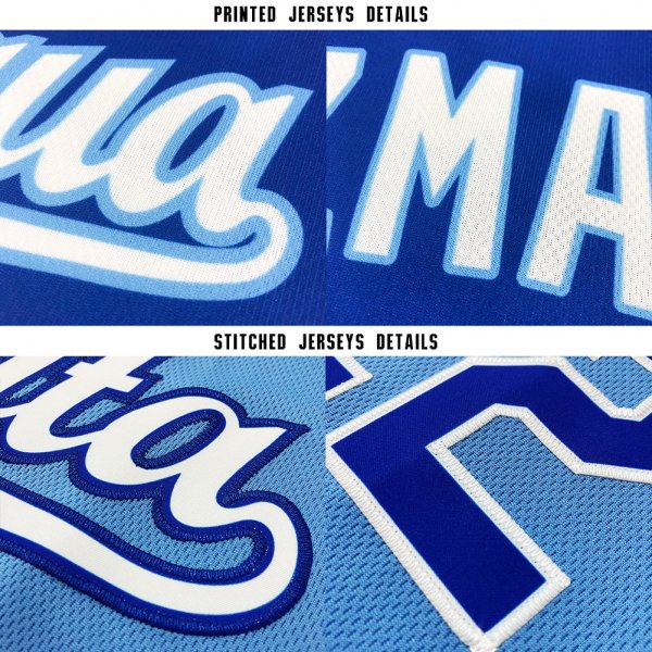 Youth Custom Light Blue White-Royal Baseball Jersey