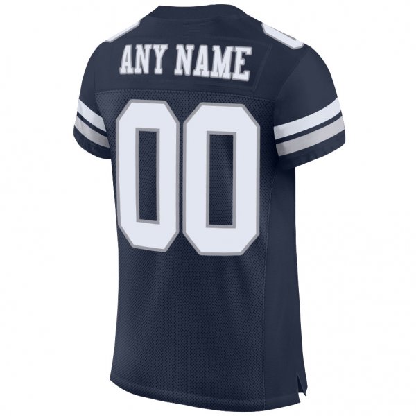 Women's Custom Navy White-Light Gray Mesh Authentic Football Jersey