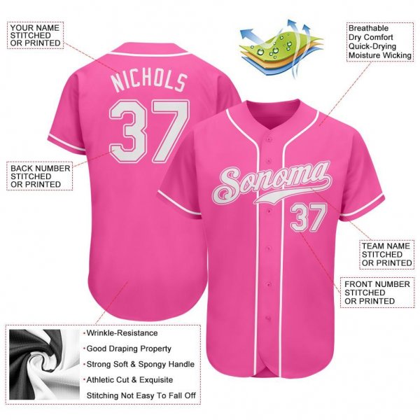 Preschool Custom Pink White Authentic Baseball Jersey