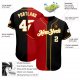 Women's Custom Black White-Red Authentic Split Fashion Baseball Jersey