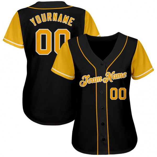 Preschool Custom Black Gold-White Authentic Baseball Jersey