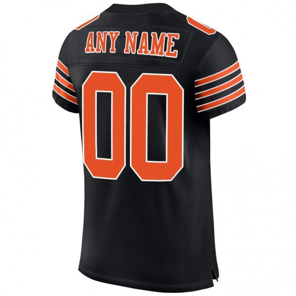 Women's Custom Black Orange-White Mesh Authentic Football Jersey