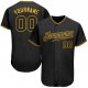 Men's Custom Black Black-Gold Authentic Baseball Jersey