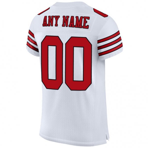 Kid's Custom White Red-Black Mesh Authentic Football Jersey