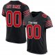 Women's Custom Black Red-White Mesh Authentic Football Jersey