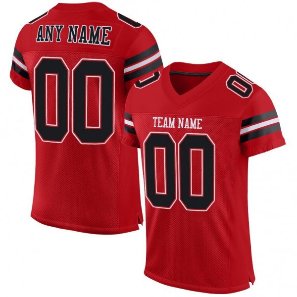 Preschool Custom Red Black-White Mesh Authentic Football Jersey