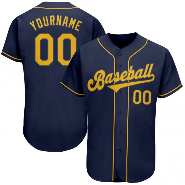 Kid's Custom Navy Gold Authentic Baseball Jersey