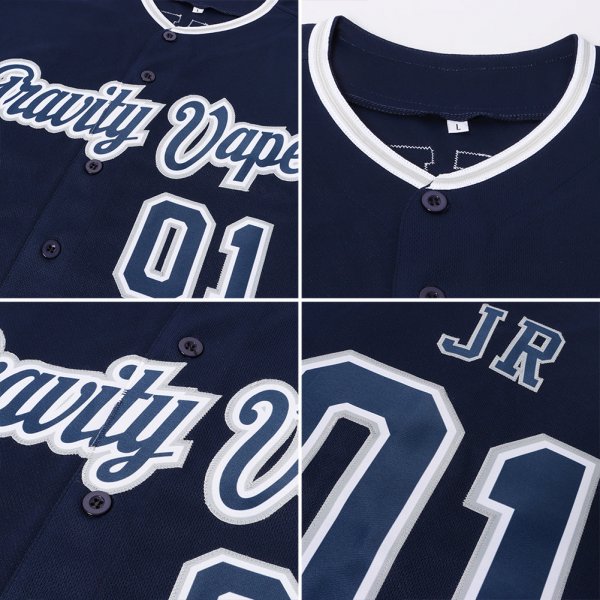 Kid's Custom Navy Navy-Gray Authentic Baseball Jersey