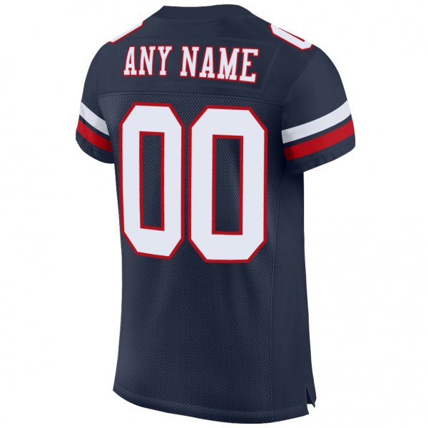 Women's Custom Navy White-Red Mesh Authentic Football Jersey