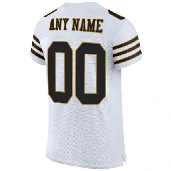 Kid's Custom White Black-Old Gold Mesh Authentic Football Jersey