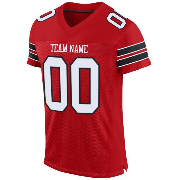 Kid's Custom Red White-Black Mesh Authentic Football Jersey