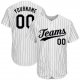 Men's Custom White Black Pinstripe Black-Gray Authentic Baseball Jersey