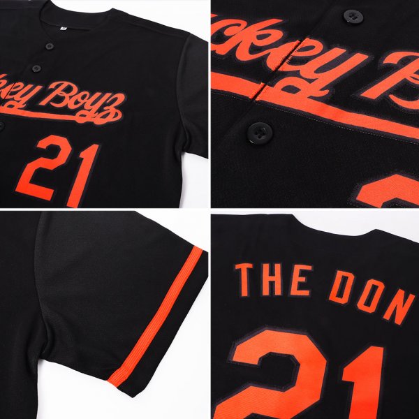 Men's Custom Black Orange Baseball Jersey