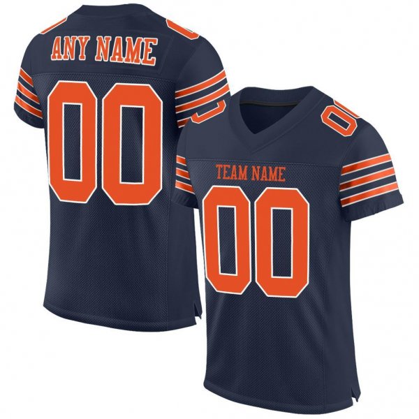 Women's Custom Navy Orange-White Mesh Authentic Football Jersey