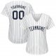 Women's Custom White Navy Pinstripe Navy Baseball Jersey