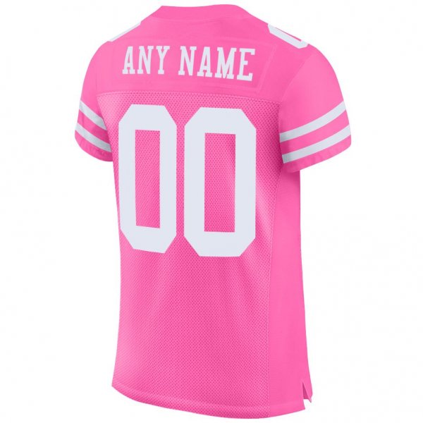 Kid's Custom Pink White Mesh Authentic Football Jersey