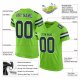 Women's Custom Neon Green Navy-White Mesh Authentic Football Jersey