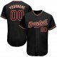 Men's Custom Black Crimson-Khaki Authentic Baseball Jersey