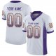 Women's Custom White Purple-Gold Mesh Drift Fashion Football Jersey