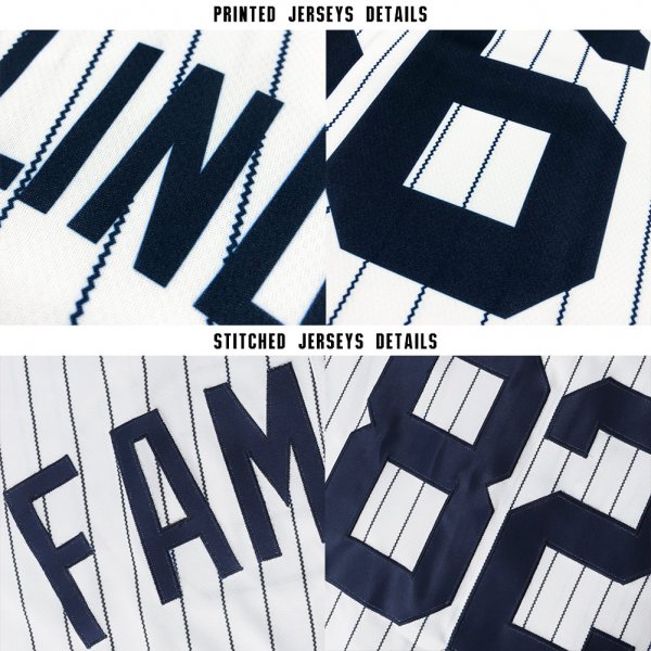 Women's Custom White Navy Pinstripe Navy Baseball Jersey