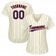 Men's Custom Cream Navy Pinstripe Navy-Red Baseball Jersey