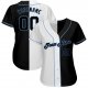 Preschool Custom White-Black Light Blue Authentic Split Fashion Baseball Jersey