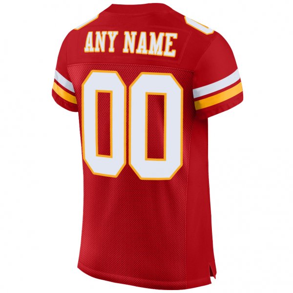 Preschool Custom Red White-Gold Mesh Authentic Football Jersey