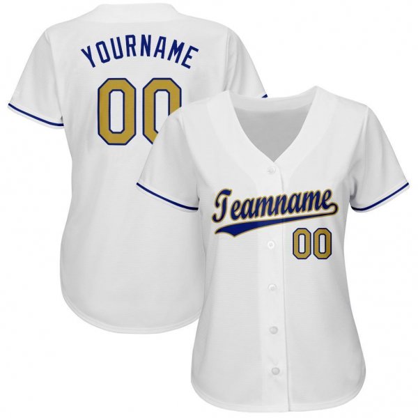 Men's Custom White Old Gold-Royal Baseball Jersey