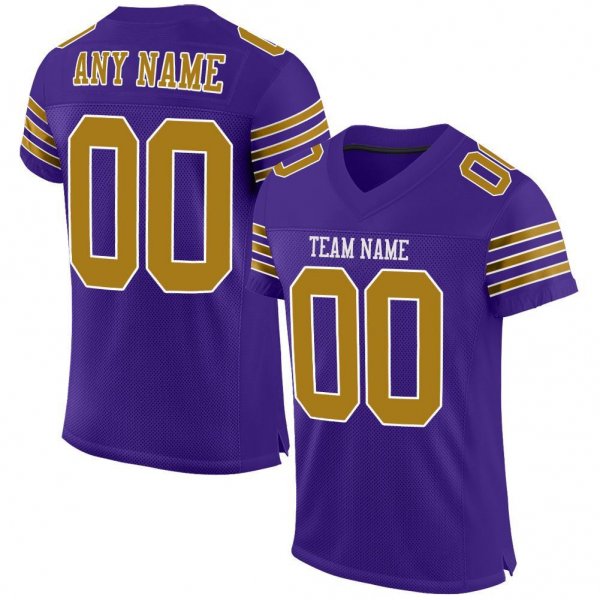 Men's Custom Purple Old Gold-White Mesh Authentic Football Jersey