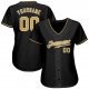 Men's Custom Black Old Gold-White Authentic Baseball Jersey