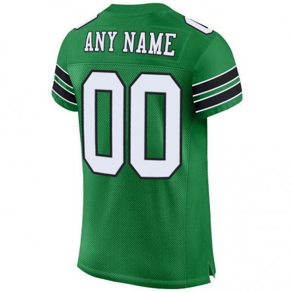 Kid's Custom Kelly Green White-Black Mesh Authentic Football Jersey