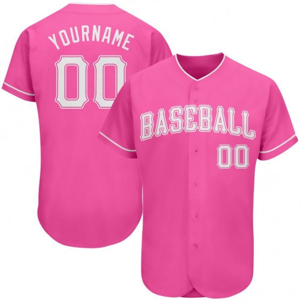 Kid's Custom Pink White Authentic Baseball Jersey