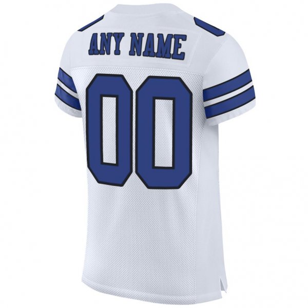 Kid's Custom White Royal-Black Mesh Authentic Football Jersey