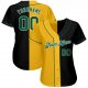 Women's Custom Black Kelly Green-Gold Authentic Split Fashion Baseball Jersey