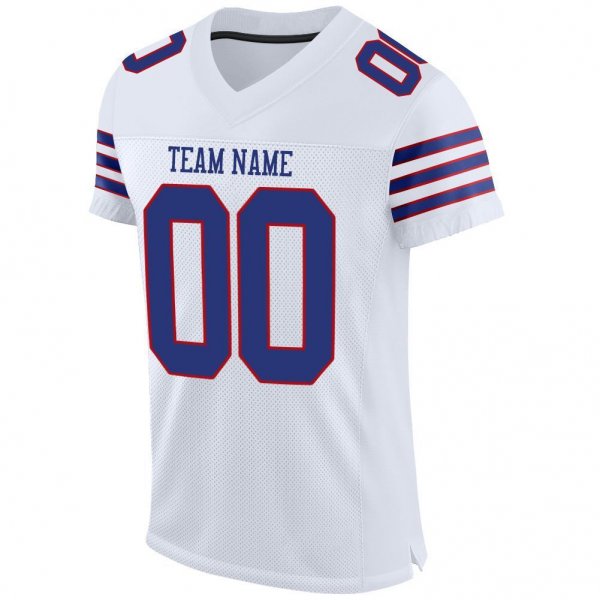 Men's Custom White Royal-Red Mesh Authentic Football Jersey