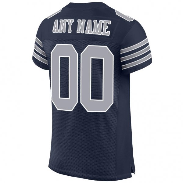 Women's Custom Navy Gray-White Mesh Authentic Football Jersey