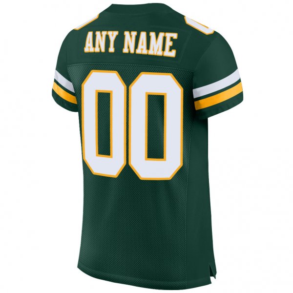 Kid's Custom Green White-Gold Mesh Authentic Football Jersey