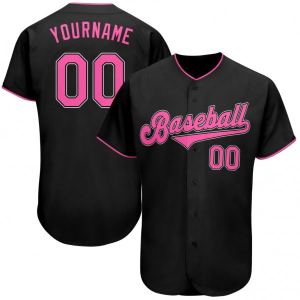 Preschool Custom Black Pink-White Authentic Baseball Jersey