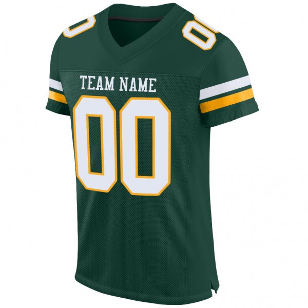 Kid's Custom Green White-Gold Mesh Authentic Football Jersey